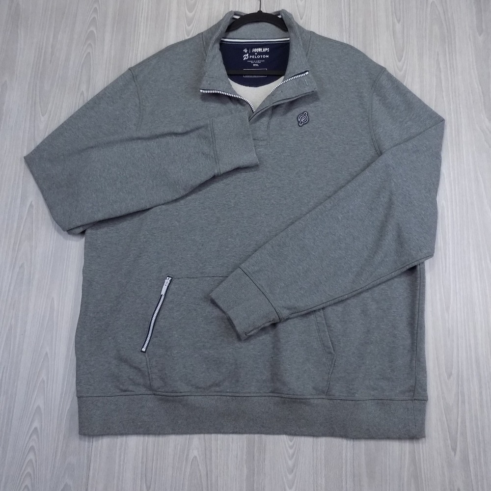 Peloton Four laps Pullover Mens XXL Grey Quarter Zip Sport Activewear  EUC